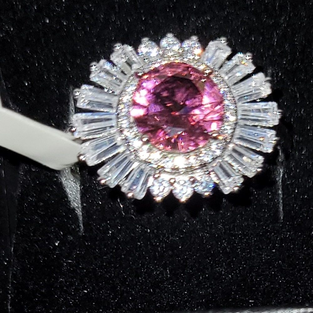 Lab created pink tourmaline ring